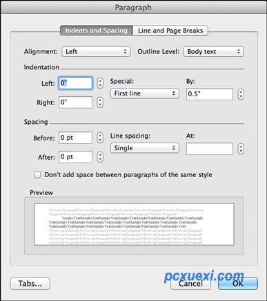 按Option + Command + M打开“段落”对话框。