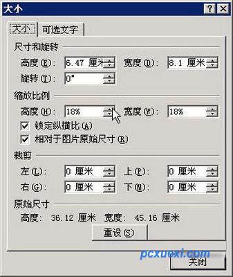 选择Word 2007“大小”命令