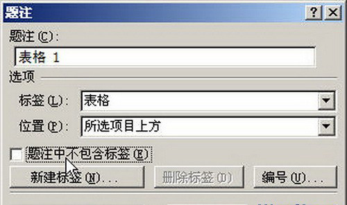 Word 2007“题注”对话框